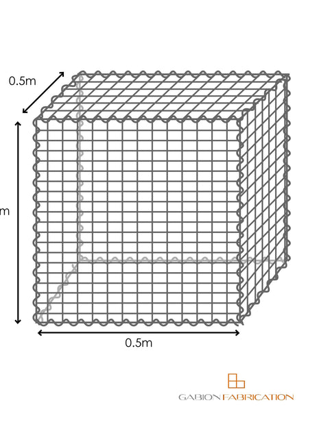 Galfan® Welded Mesh Gabion Kit 0.5m high X 0.5m wide X 0.5m long