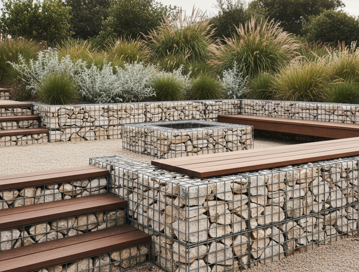 can you make the steps gabion with topber tops