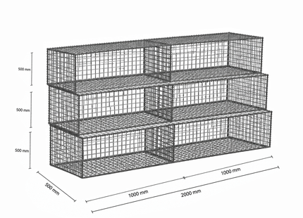 Gabion DIY wall kit 0.5m wide × 1.5m high (3 layers)