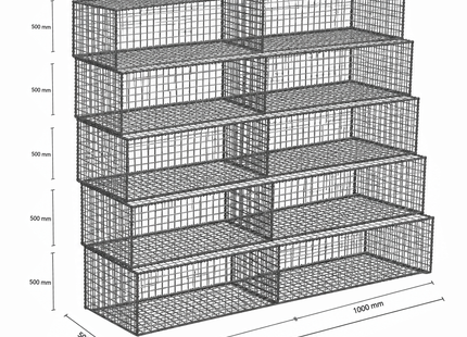 Gabion DIY wall kit 0.5m wide × 2.5m high (5 layers)