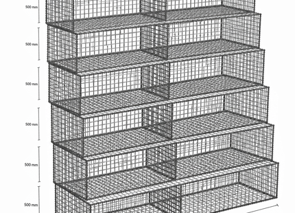 Gabion DIY wall kit 0.5m wide × 3m high (6 layers)