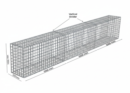 Gabion Diy wall Kit 0.5m Wide × 1m High x Select Your Length