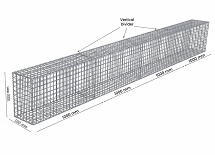 Gabion Diy wall Kit 0.5m Wide × 1m High x Select Your Length