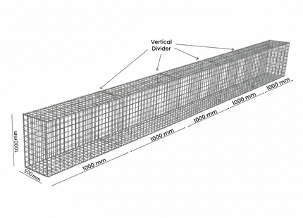 Gabion Diy wall Kit 0.5m Wide × 1m High x Select Your Length